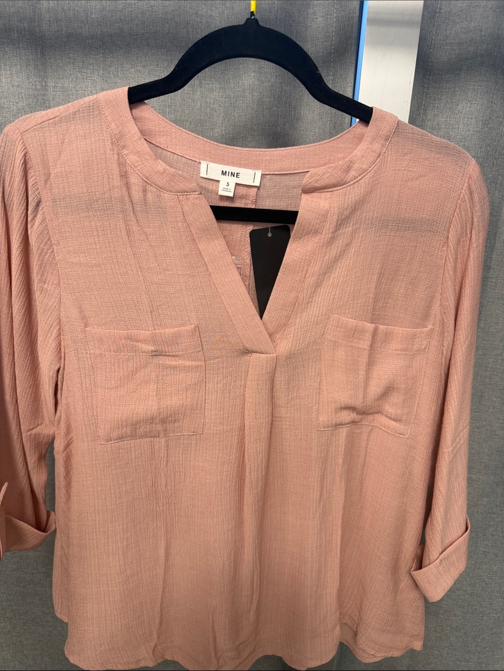 MINE Dusty Rose Split-Neck Tunic with Pockets